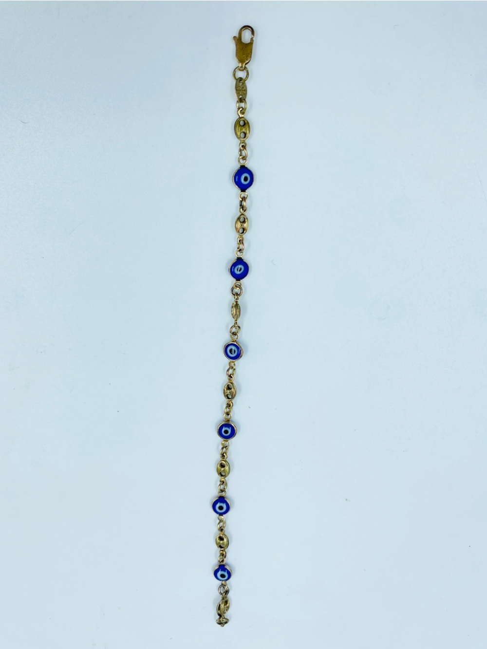 Vintage 18K GF Gold Filled Mariner Link Evil Eye Protection Bracelet - Picture 2 of 4